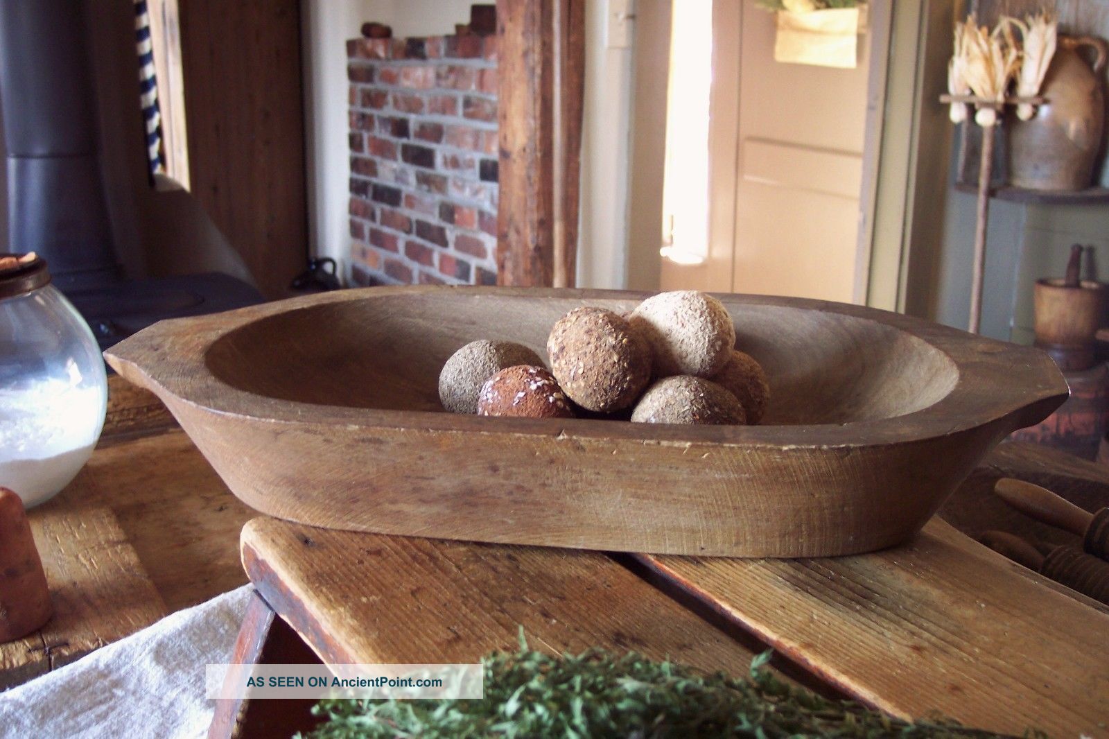 Primitive Vintage Wood Trencher Dough Brown Patina Primitives photo