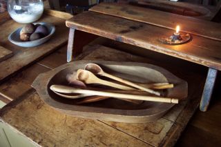 Ten Primitive Old /vintage Treen/woodenware Utensils photo