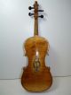 Antique Full Size 4/4 Scale Pearl Inlay Unmarked Violin W/ Old Coffin Case & Bow String photo 4