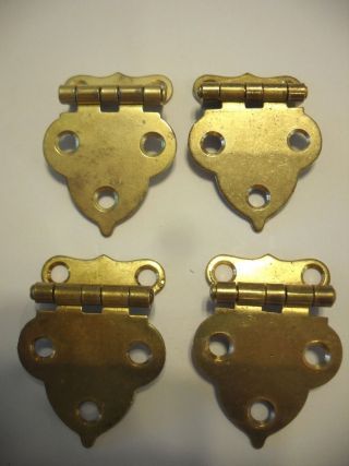 2 Pair Vintage Nos Solid Brass Hoosier Cabinet Door Hinges 1/2 