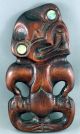Zealand Maori Carved Wooden Canoe And Tiki With Paua Eyes Pacific Islands & Oceania photo 4
