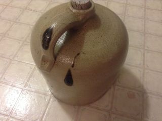 Vintage Antique Stoneware Jug /crock Salt Glazed 1 Gal 2 Teardrops Beehive Style photo