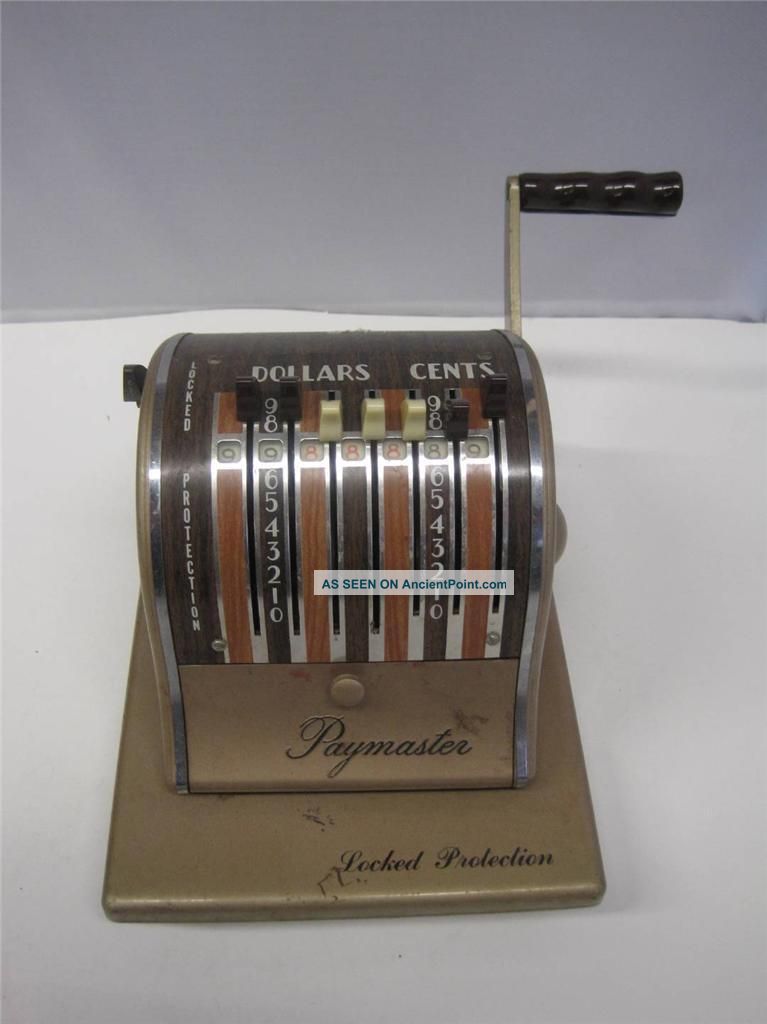 Vintage Paymaster Corp Check Writer Protection Series S - 1000 Gold Wood Grain Other Mercantile Antiques photo