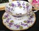 German Mitterteich Tea Cup And Saucer Footed Violets & Gold Pattern Teacup Cups & Saucers photo 2