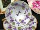 German Mitterteich Tea Cup And Saucer Footed Violets & Gold Pattern Teacup Cups & Saucers photo 4