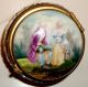 Fine Victorian Hand Painted Courting Couple Hinged Enamel Snuff Patch Box France Boxes photo 1