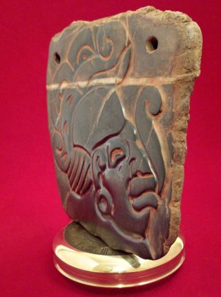 Mayan Incised Stone Shaman Plate Plaque Antique Pre Columbian Artifact Olmec photo