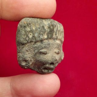 Terracotta Pottery Idol Head - Pre Columbian Mayan Olmec Zapotec Aztec Artifacts photo