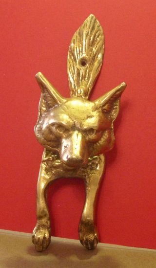 Quality Vintage Fox Door Knocker In Brass,  Good Cast And Patination photo