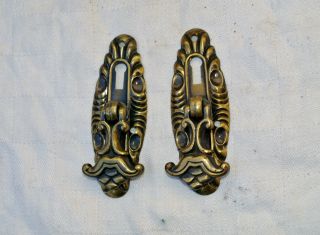 2 Brass Reclaimed Door Cupboard Drawer Handle Knob Pulls With Key Hole photo