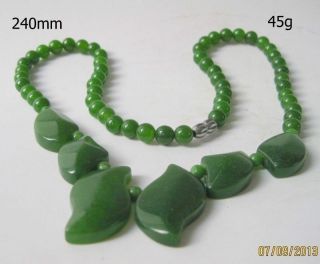 Chinese Handcraft 100 Natural Jade Green Jade Necklaces photo