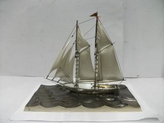 The Sailboat Of Silver980 Of Japan.  200g/ 7.  04oz.  2masts.  Takehiko ' S Work. photo