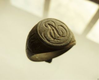 Post - Medieval Bronze Seal - Ring (990). photo