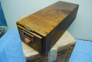Antique / Vintage Remington Rand Library Card 1 - Drawer File Box Dovetail Sides photo