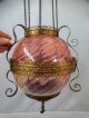 19thc Antique Victorian Pink Opalescent Old Art Glass Pull Down Hanging Oil Lamp Chandeliers, Fixtures, Sconces photo 3