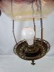 19thc Antique Victorian Pink Opalescent Old Art Glass Pull Down Hanging Oil Lamp Chandeliers, Fixtures, Sconces photo 4