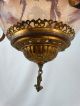 19thc Antique Victorian Pink Opalescent Old Art Glass Pull Down Hanging Oil Lamp Chandeliers, Fixtures, Sconces photo 5