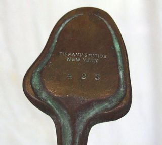 Antique Tiffany Studios 423 Bronze Spade Foot Harp Floor Lamp Base - As Found photo