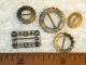 5 Antique Buckles Teeny Tiny Doll Size Cut Steel Black Glass Buttons photo 1