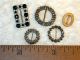 5 Antique Buckles Teeny Tiny Doll Size Cut Steel Black Glass Buttons photo 4