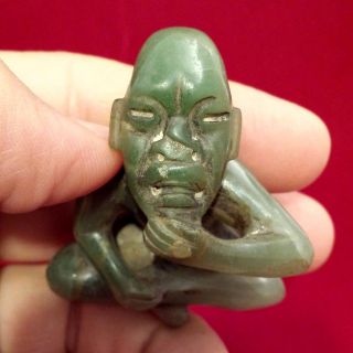 Olmec Stone Jade Figurine Statue Antique Pre Columbian Artifact Mayan Aztec photo