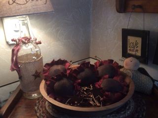 5 Primitive Homespun Fabric Sunflower Flower Bowl,  Basket,  Crock Fillers photo