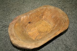 Carved Wooden Dough Bowl Primitive Wood Trencher Tray Rustic Home Decor 9 Inch photo