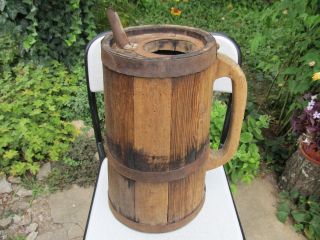 Rare Antique Old Massive Wooden Vessel Canteen Keg Water Can - Iron Banded photo