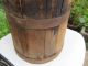 Rare Antique Old Massive Wooden Vessel Canteen Keg Water Can - Iron Banded Primitives photo 4