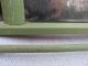 Antique Primitive Hand Carved Wooden Wall Hanging Mirror Green Painted Primitives photo 5