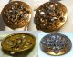 Huge Antique Button Solid Brass Riveted Cut Steel Filigree Open Work Pierced Buttons photo 1