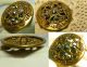 Huge Antique Button Solid Brass Riveted Cut Steel Filigree Open Work Pierced Buttons photo 2