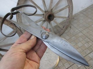 Vintage Rustic Handmade Forged Blacksmith Mark Verdugo Iron Scissors Farm Tool photo