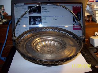 Antique Ornate Footed Silver Plate Bridal Basket W/ Handle 9 