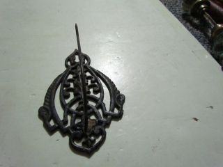 Antique Primitive Metal Iron Bill Holder Hook Painted Black 5 5/8 