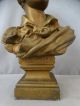 19thc Antique Victorian Poet Lord Byron Figural Piano Bust Old Library Statue Victorian photo 1