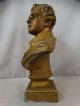 19thc Antique Victorian Poet Lord Byron Figural Piano Bust Old Library Statue Victorian photo 4