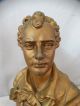 19thc Antique Victorian Poet Lord Byron Figural Piano Bust Old Library Statue Victorian photo 5