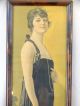 Antique Art Deco Flapper Girl Rouring 1920 ' S Rose Litho Lady Portrait Lithograph Art Deco photo 1