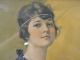 Antique Art Deco Flapper Girl Rouring 1920 ' S Rose Litho Lady Portrait Lithograph Art Deco photo 5