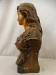 19thc Antique Art Nouveau Mignon Bronzed Figural Terracotta Old Lady Bust Statue Art Nouveau photo 6