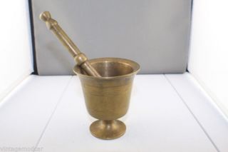 Vintage Large Heavy Brass Apothecary / Pharmacy Mortar And Pestle,  Con photo