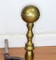 Andirons Fireplace Cast Solid Brass Ball Claw Large 17 In Antique 1800 Hearth Ware photo 1