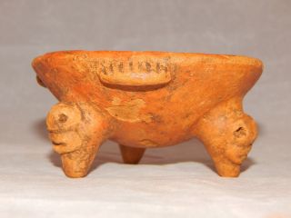Pre - Columbian Tripod Bowl With Avian Zoomorphic Legs photo