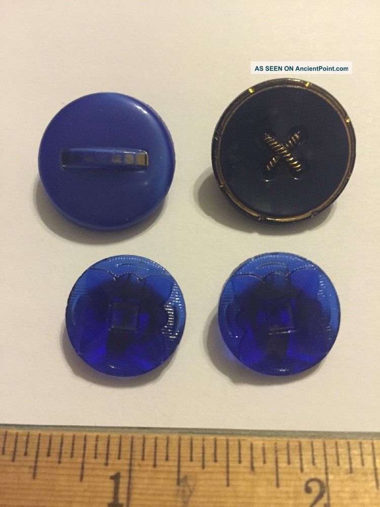 Antique Glass Blue Buttons Buttons photo