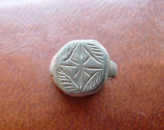 Ancient Roman/byzantine Bronze Ring Seal 4c - 6c 17mm photo