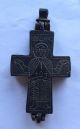Large Ancient Byzantine Bronze Double Sided Reliquary Cross Pendant Of Christ Near Eastern photo 1