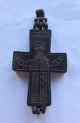 Large Ancient Byzantine Bronze Double Sided Reliquary Cross Pendant Of Christ Near Eastern photo 2