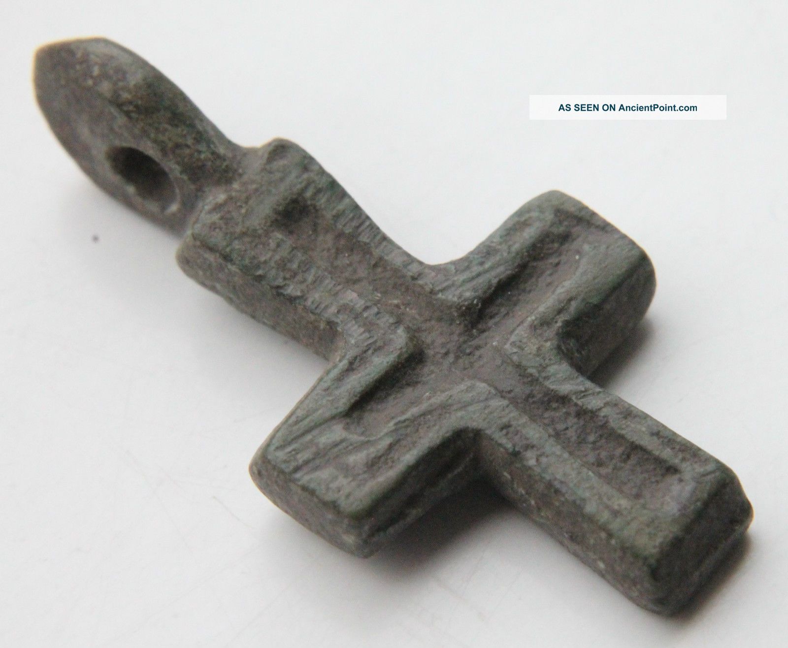 British Found Medieval Period Bronze Cross Pendant 1100 - 1300 Ad Vf, British photo