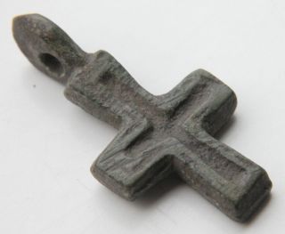 British Found Medieval Period Bronze Cross Pendant 1100 - 1300 Ad Vf, photo